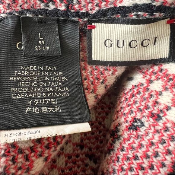 GUCCI 
Knit GG Monogram Diamante Beanie Hat Black - Picture 4 of 4